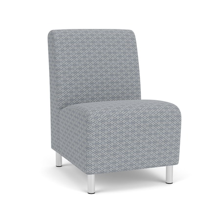 Lesro Siena Lounge Reception Armless Guest Chair, Brushed Steel, RS Fog Upholstery SN1102